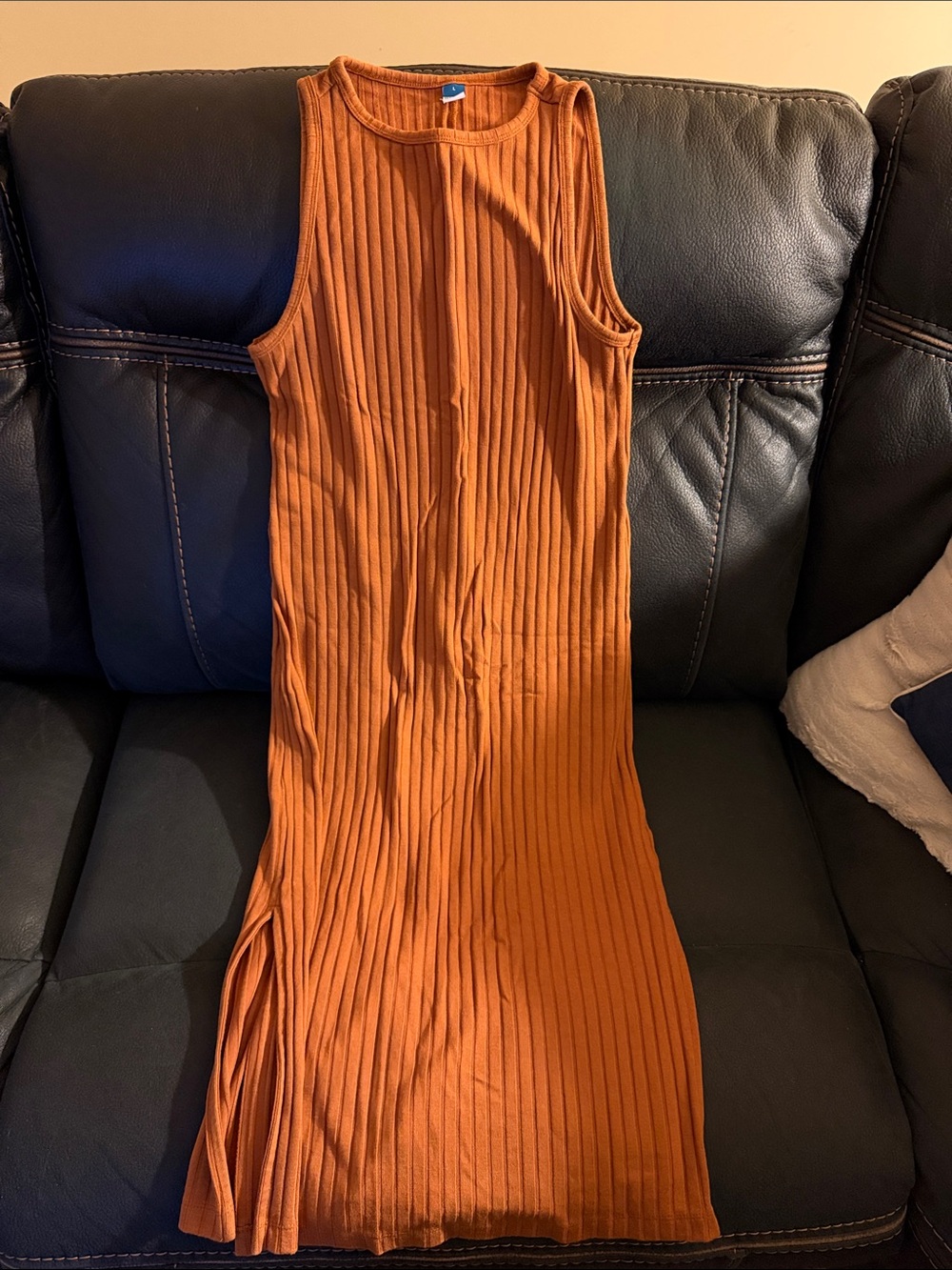 Old Navy Sleeveless Ribbed Midi Dress - Rust